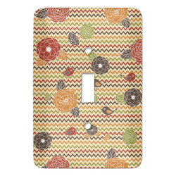 Chevron & Fall Flowers Light Switch Cover (Personalized)