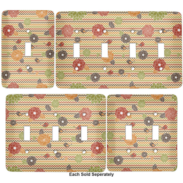 Chevron & Fall Flowers Light Switch Covers all sizes