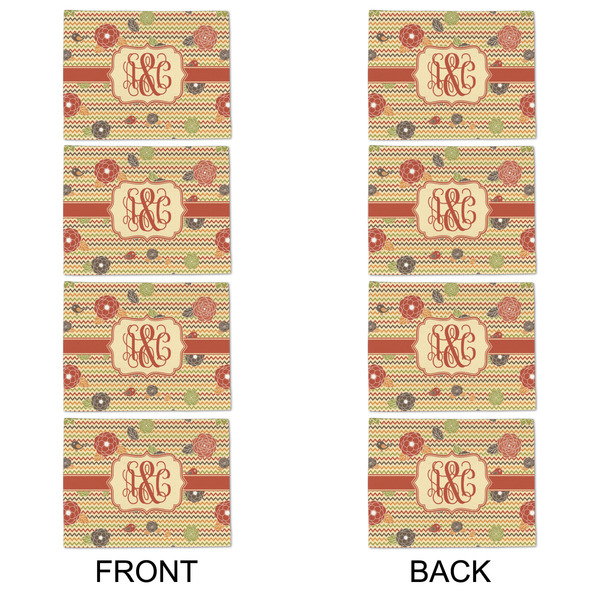 Chevron & Fall Flowers Linen Placemat - APPROVAL Set of 4 (double sided)