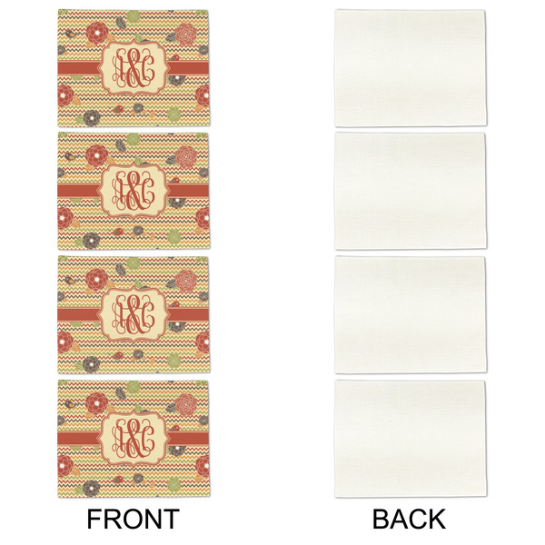 Chevron & Fall Flowers Linen Placemat - APPROVAL Set of 4 (single sided)