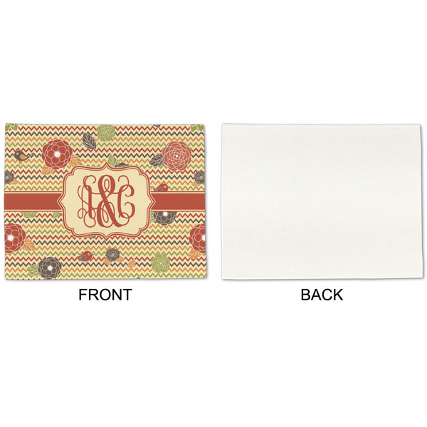 Chevron & Fall Flowers Linen Placemat - APPROVAL Single (single sided)