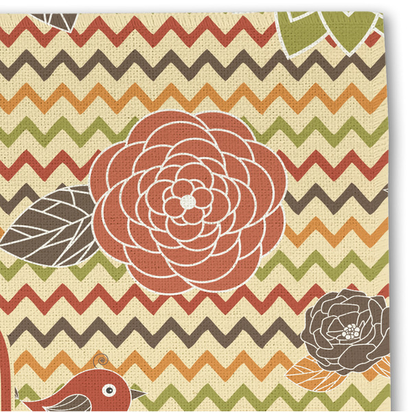 Chevron & Fall Flowers Linen Placemat - DETAIL