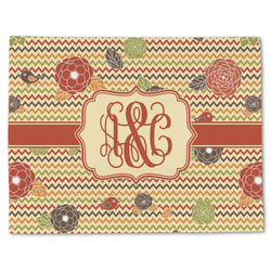 Chevron & Fall Flowers Single-Sided Linen Placemat - Single w/ Couple's Names