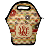 Chevron & Fall Flowers Lunch Bag w/ Couple's Names