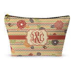 Chevron & Fall Flowers Makeup Bag (Personalized)