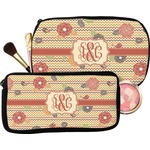 Chevron & Fall Flowers Makeup / Cosmetic Bag (Personalized)