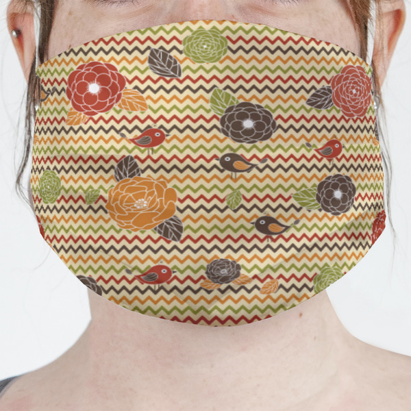 Custom Chevron & Fall Flowers Face Mask Cover