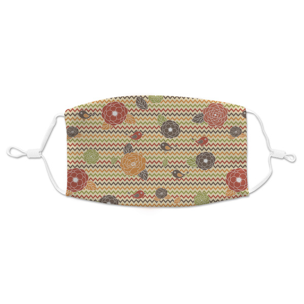 Custom Chevron & Fall Flowers Adult Cloth Face Mask