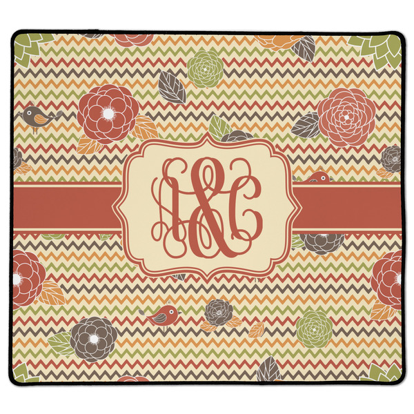 Custom Chevron & Fall Flowers XL Gaming Mouse Pad - 18" x 16" (Personalized)