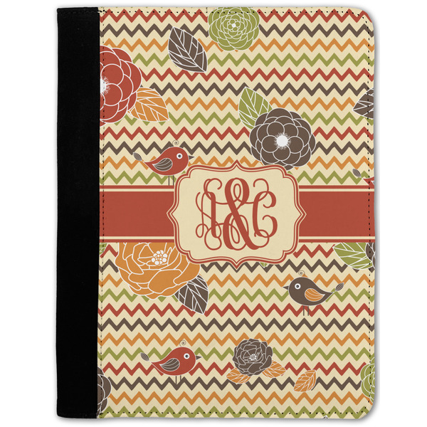 Custom Chevron & Fall Flowers Notebook Padfolio w/ Couple's Names