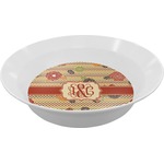 Chevron & Fall Flowers Melamine Bowl - 12 oz (Personalized)