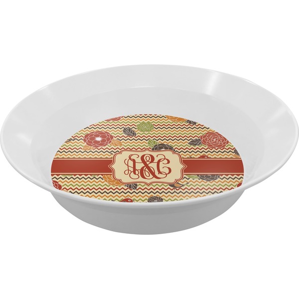 Custom Chevron & Fall Flowers Melamine Bowl (Personalized)