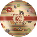 Chevron & Fall Flowers Melamine Plate (Personalized)