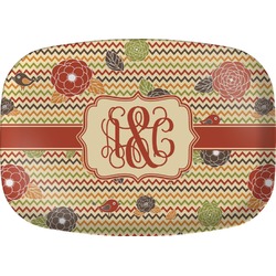 Chevron & Fall Flowers Melamine Platter (Personalized)
