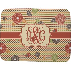 Chevron & Fall Flowers Memory Foam Bath Mat - 48"x36" (Personalized)