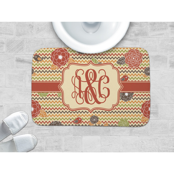 Chevron & Fall Flowers Memory Foam Bath Mat - LIFESTYLE 34x21