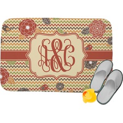 Chevron & Fall Flowers Memory Foam Bath Mat (Personalized)