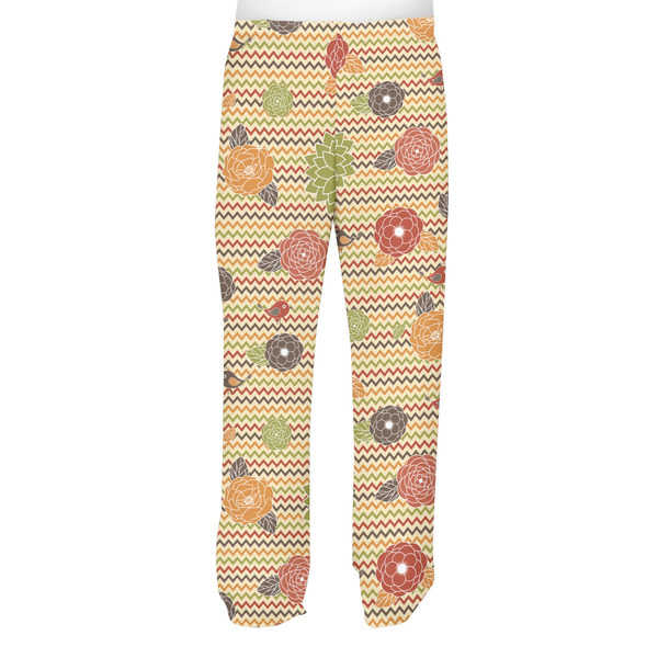 Chevron & Fall Flowers Men's Pjs Back - on model