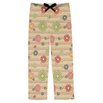 Chevron & Fall Flowers Mens Pajama Pants - 2XL