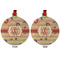 Chevron & Fall Flowers Metal Ball Ornament - Front and Back