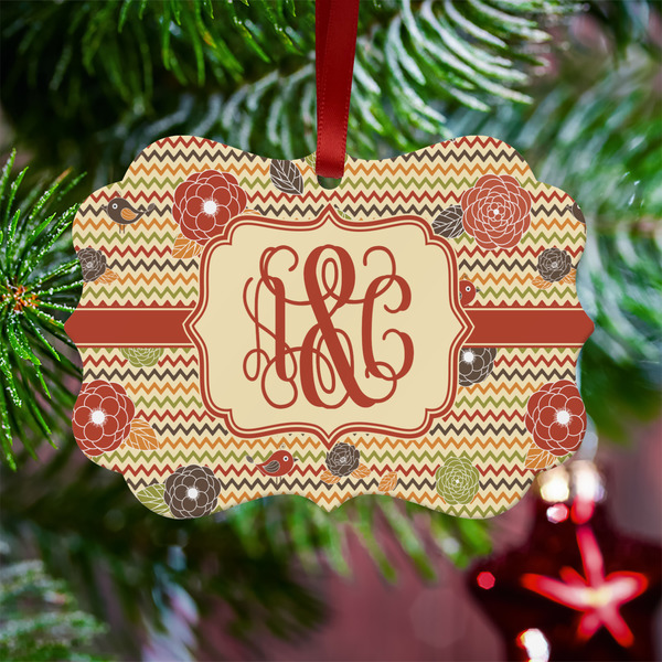 Chevron & Fall Flowers Metal Benilux Ornament - Lifestyle