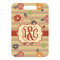 Chevron & Fall Flowers Metal Luggage Tag - Front Without Strap
