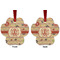 Chevron & Fall Flowers Metal Paw Ornament - Front and Back