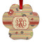 Chevron & Fall Flowers Metal Paw Ornament - Front