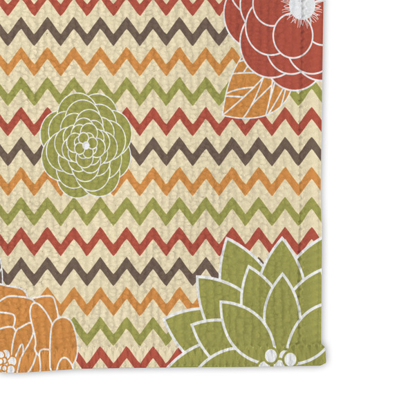 Chevron & Fall Flowers Microfiber Dish Rag - DETAIL