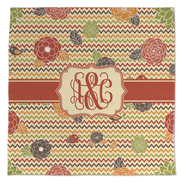 Custom Chevron & Fall Flowers Microfiber Dish Towel (Personalized)
