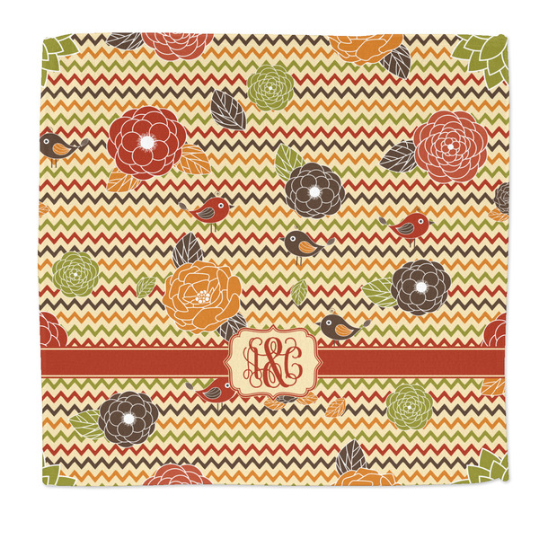 Custom Chevron & Fall Flowers Microfiber Dish Rag (Personalized)
