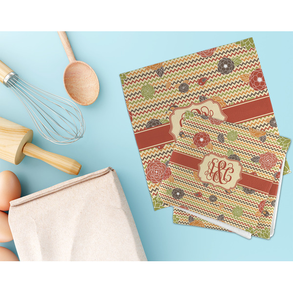 Chevron & Fall Flowers Microfiber Dish Rag - LIFESTYLE
