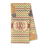 Chevron & Fall Flowers Kitchen Towel - Microfiber (Personalized)