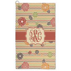 Chevron & Fall Flowers Microfiber Golf Towel (Personalized)