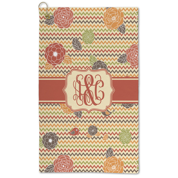 Custom Chevron & Fall Flowers Microfiber Golf Towel (Personalized)