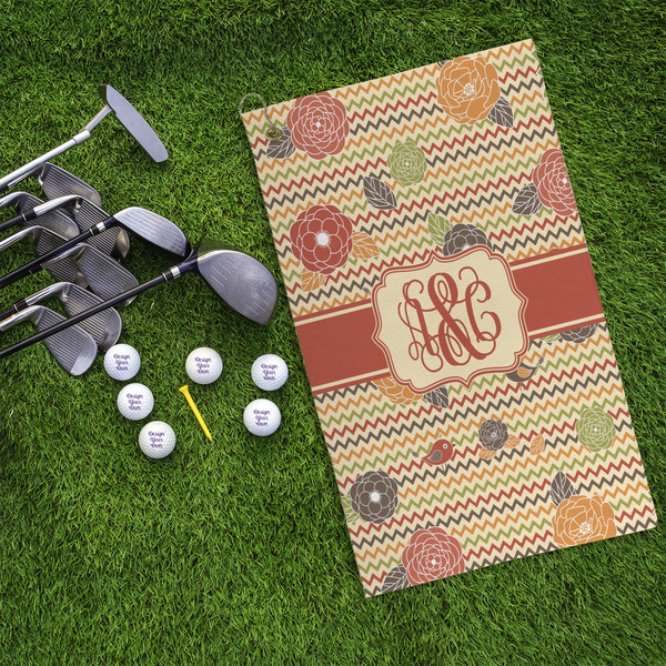Chevron & Fall Flowers Microfiber Golf Towels - LIFESTYLE