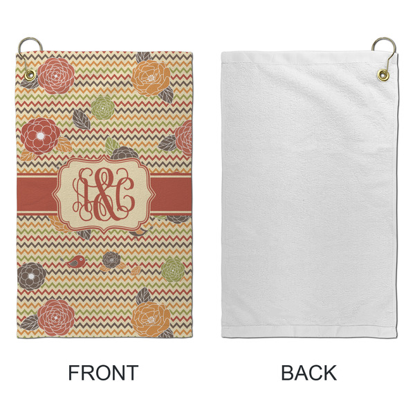Chevron & Fall Flowers Microfiber Golf Towels - Small - APPROVAL