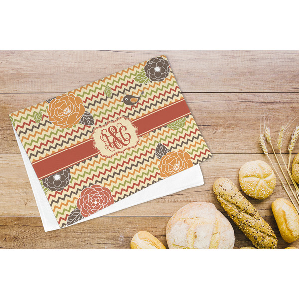Chevron & Fall Flowers Microfiber Kitchen Towel - LIFESTYLE