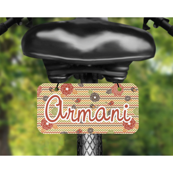 Chevron & Fall Flowers Mini License Plate on Bicycle - LIFESTYLE Two holes