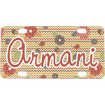 Chevron & Fall Flowers Mini/Bicycle License Plate (Personalized)