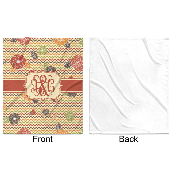 Chevron & Fall Flowers Minky Blanket - 50"x60" - Single Sided - Front & Back