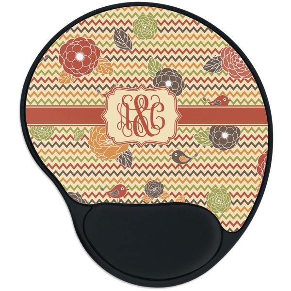 Custom Chevron & Fall Flowers Mouse Pad with Wrist Support