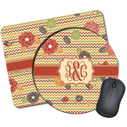 Chevron & Fall Flowers Mouse Pad (Personalized)