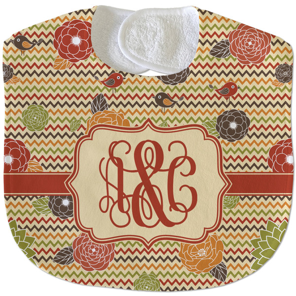 Chevron & Fall Flowers New Baby Bib - Closed and Folded