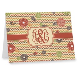 Chevron & Fall Flowers Note cards (Personalized)