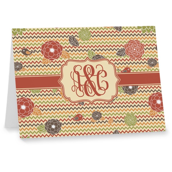 Custom Chevron & Fall Flowers Note cards (Personalized)
