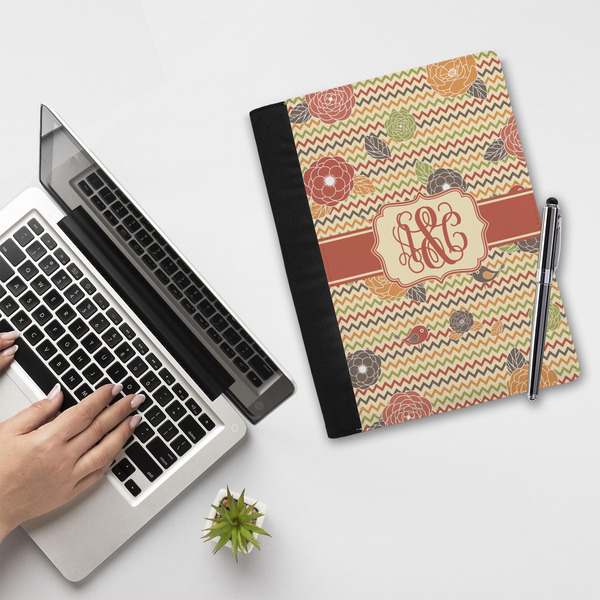Chevron & Fall Flowers Notebook Padfolio - LIFESTYLE (large)
