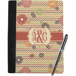 Chevron & Fall Flowers Notebook Padfolio - Large w/ Couple's Names
