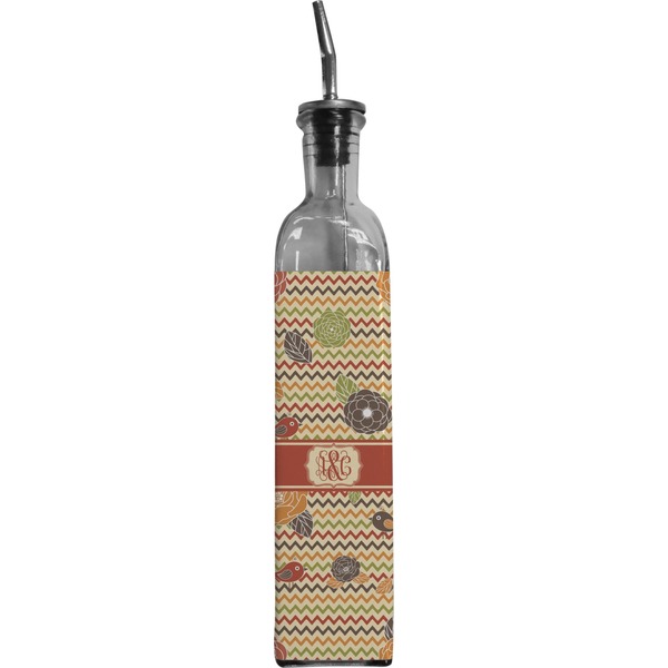 Custom Chevron & Fall Flowers Oil Dispenser Bottle (Personalized)