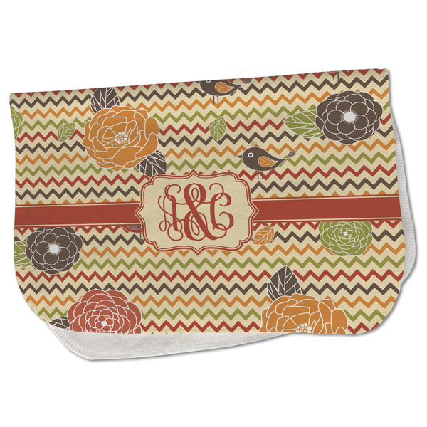 Custom Chevron & Fall Flowers Burp Cloth - Fleece w/ Couple's Names